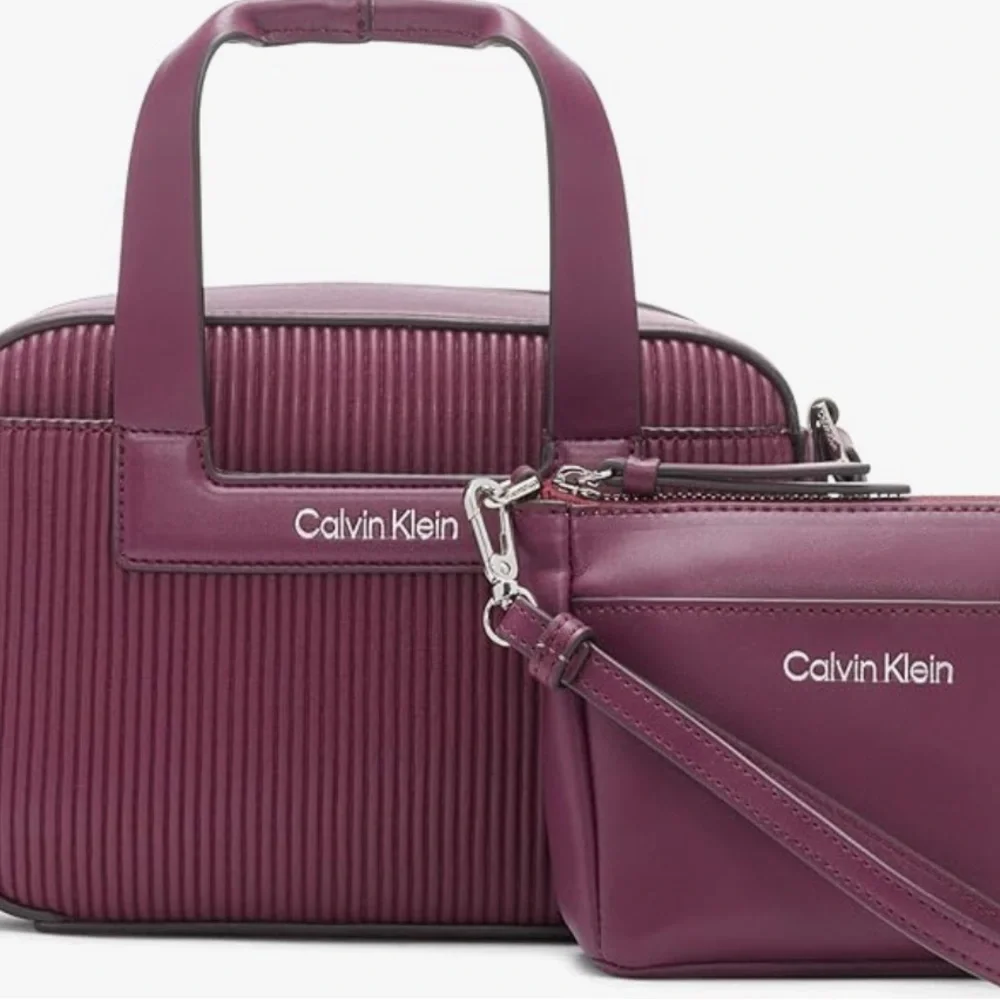 Calvin Klein Bette 2 in 1 Crossbody with Pouch Wristlet Eggplant